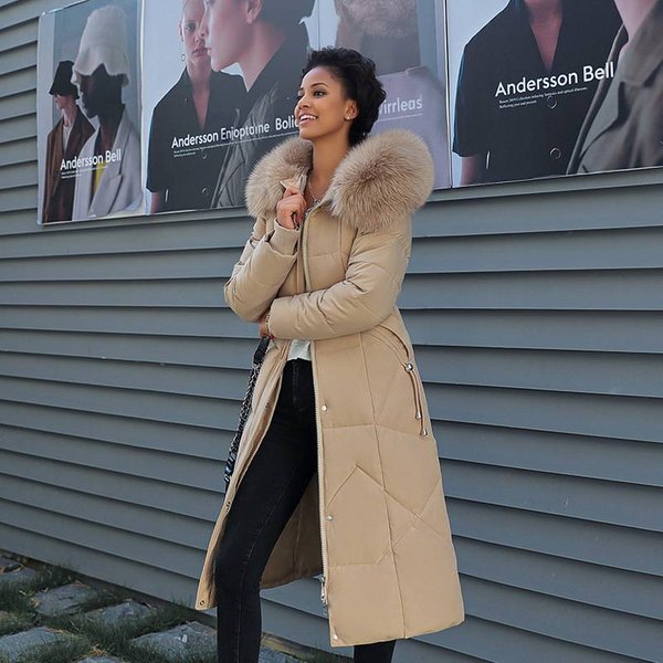 Women's Clothing Cotton Coat For Women New Winter Style Style Fashionable Waist Slimming Thickening And Lengthening Style Over The Knee Large-image