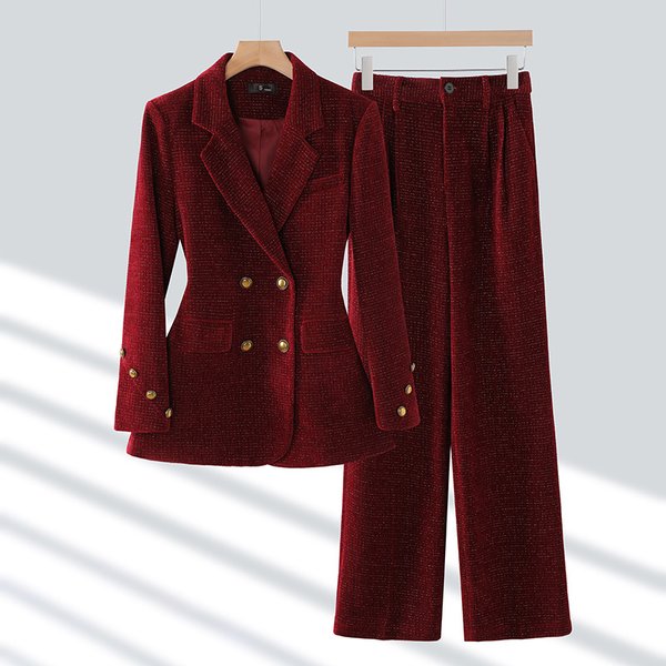Women's Clothing Brown Suit For Women Autumn New High End Slim Fit Formal Wear Corduroy Suit Professional Wear-image