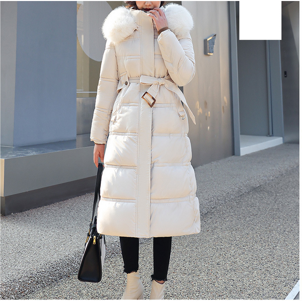Women's Warm Jacket Padded Jacket Women's Long Over The Knee Large Fur Collar Padded Jacket Thick Loose Large Size Padded Jacket-image