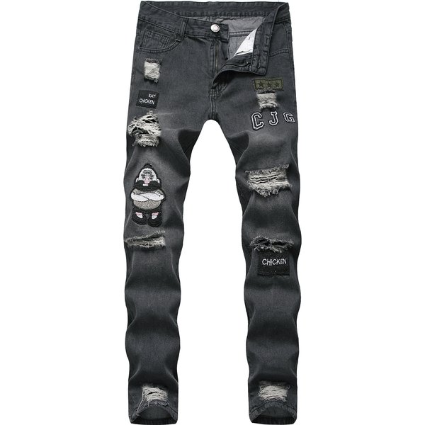 Men's Clothing Hip Hop Slim Fit Ripped Skinny Jeans New Style.