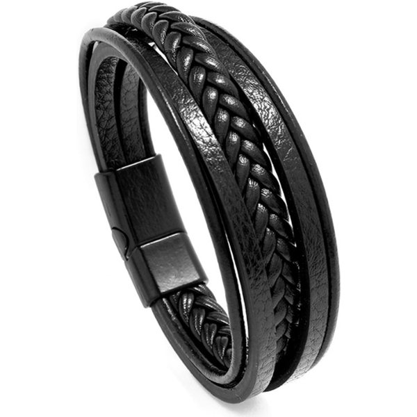 Men's Leather Braided Bracelet Magnet Bracelet Retro Jewelry Bracelet-image