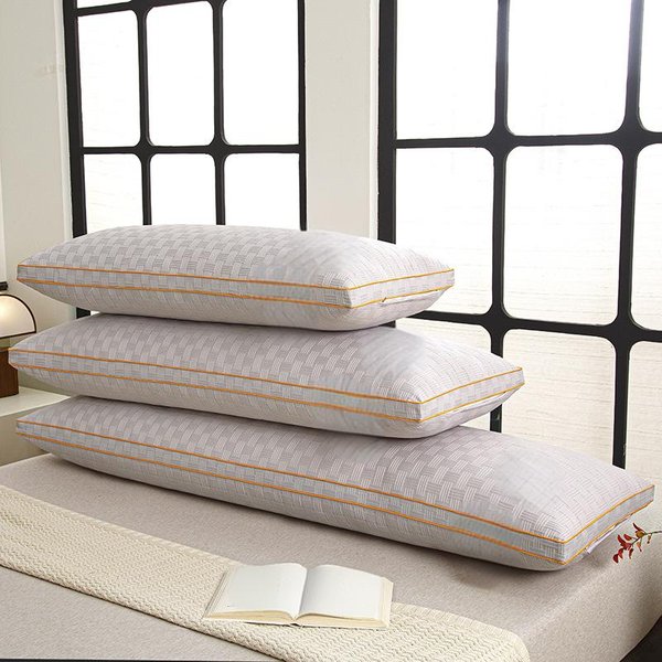 Waffle Textured Memory Foam Pillow Extra Long For Couples Breathable Soybean Fiber Core With Orthopedic Support