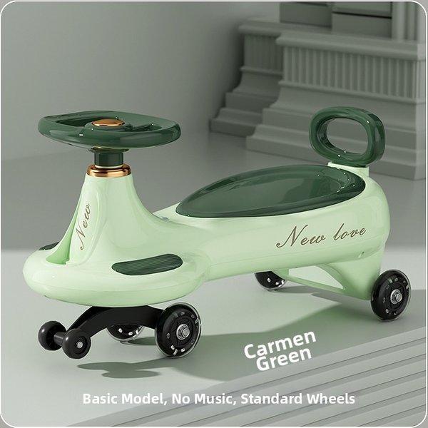Children's Swivel Car for Ages 1-8 Unisex Silent Wheels Anti-Tipping Baby Rocking Toy Car Manual Control Plastic Transportation