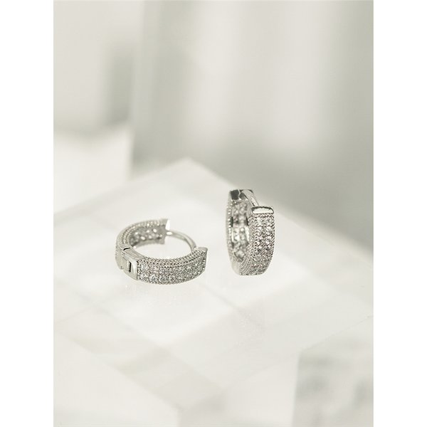 New Men's Plain Hoop Style Full Diamond Earrings Men's Light Luxury Style High End Sense Of Cool Temperament Ear Hoop Personality Earrings Women-image