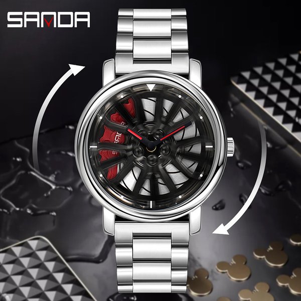 Men's Stylish Skeleton Dial Quartz Watch With Stainless Steel Mesh Band, Water Resistant, Light Luxury Design For Casual And Business Wear