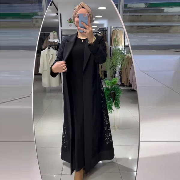 Women's Clothing new designer style temperament hollow fashion casual mid length windbreaker jacket