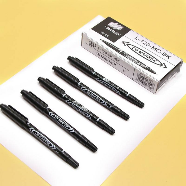 Small Double Head Logistics Marker Pen Black Hook Pen Art Special Color Marker Pen Set-image