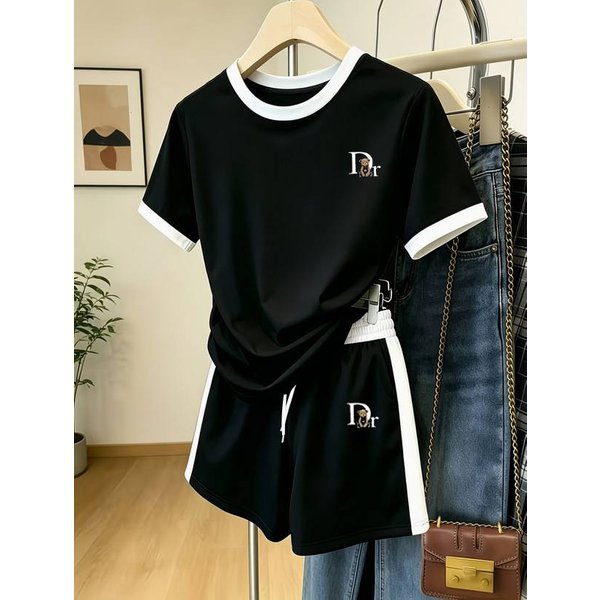 Women's Color Block Print Shorts Set - Summer Casual Two-Piece Outfit-4-image