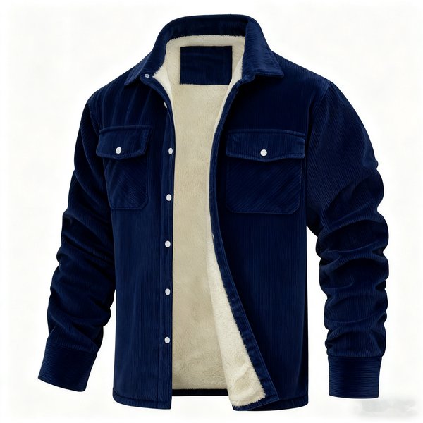 Men's Corduroy Fleece-Lined Jacket – Winter-Ready Relaxed Fit Coat With Turn-Down Collar (8 Colors) – Warm & Stylish For Casual Wear (S To 5XL)-image