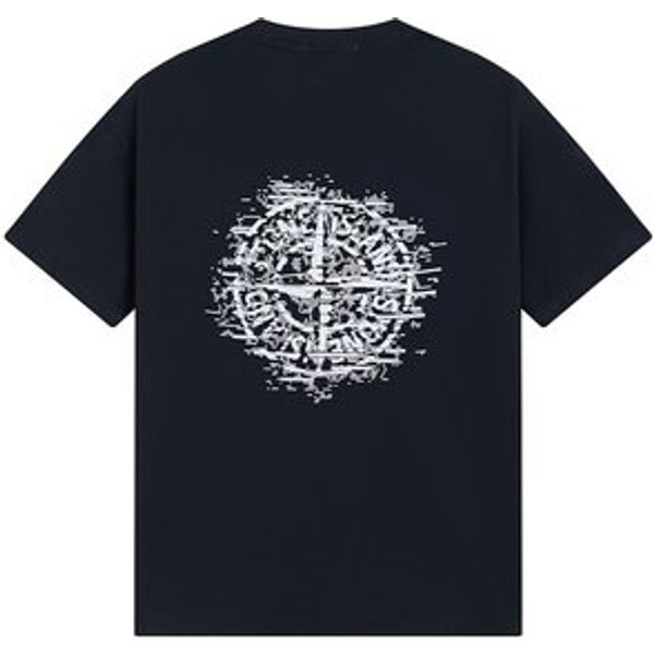 Stone Men Women Island Mosaic Logo Printed Short Sleeve T-Shirt-image