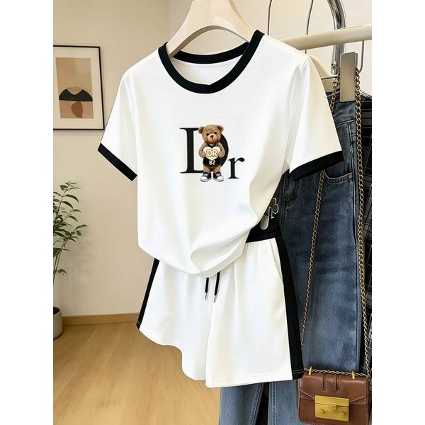 Women's Color Block Print Shorts Set - Summer Casual Two-Piece Outfit-10
