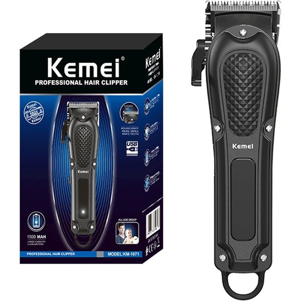Kemei KM-1071 Electric Hair Clipper UBS Rechargeable Cordless Beard Trimmer Men Powerful Electric Hair Clipper Trimming Tool Ycdc-image