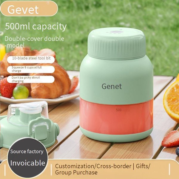 Portable 500ML Mini Blender Cup With Dual Lids - Powerful 200W Motor, 5-Blade System, Usb Rechargeable For Smoothies, Juices & Baby Food - Bpa-Free-image