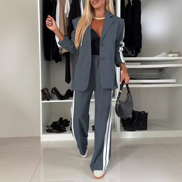 New Elegant Women's Long-Sleeved Lapel Casual Suit-image