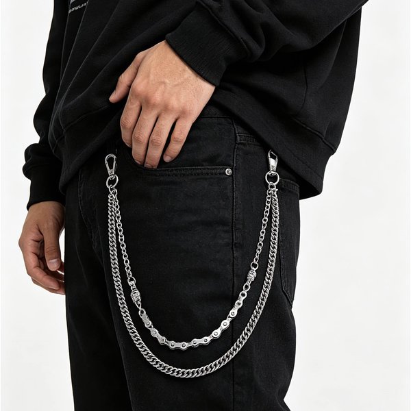 Trendy Skull Waist Fashionable Personality Motorcycle Non-Mainstream Street Dance Hip Hop Punk Rock Jeans Chain-image