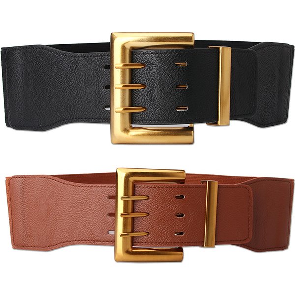 New Women's Elastic Elastic Waistband Dress Coat Decorative Wide Belt Waist Belt For Women-image