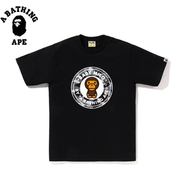 A BATHING APE Round Cartoon Logo Printed Men's Short Sleeved T-shirt