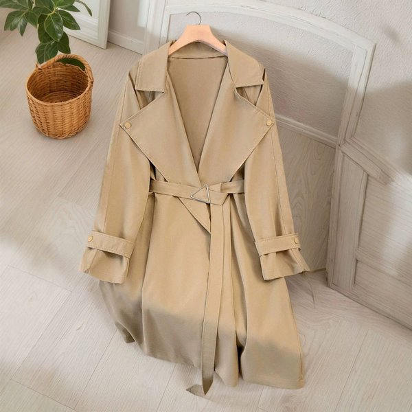 Women's Clothing Fashion Trend Double breasted Slim Long Windbreaker Women