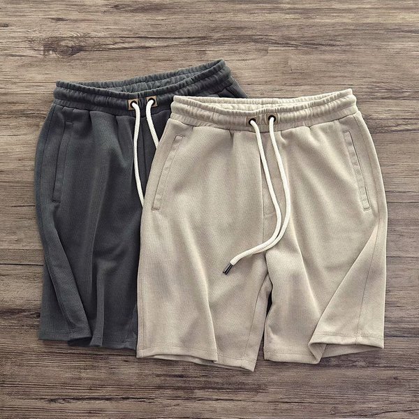 Men's Clothing Heavy Knitted Shorts For Men Retro Cotton Old Lazy Elastic Waist Sports Loose Casual Shorts For Men