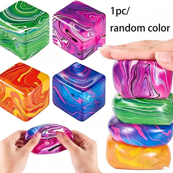 Colorful Flow Pattern Squeezing Ice Cube Toy(Random Color)/Stress Relief Toys/Desk Fidget Toys Office/Squishy Toy/Sensory Toys For Anxiety-image