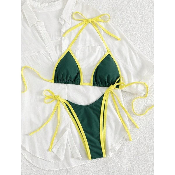 Women's Clothing Women's Sexy Solid Color Two Piece Swimsuit Bikini Set Fashionable Style Modest Coverage Beach & Pool Ready