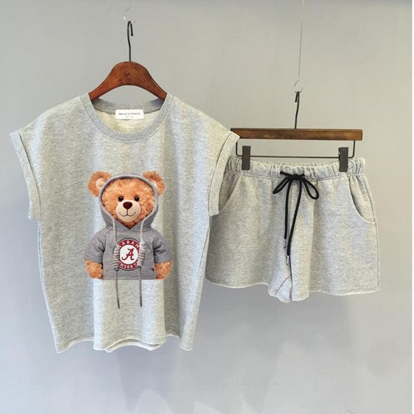 Women's Clothing Casual Sports Fashion Suit Female Summer Korean Version Loose Vest Shorts Two Piece Suit-image