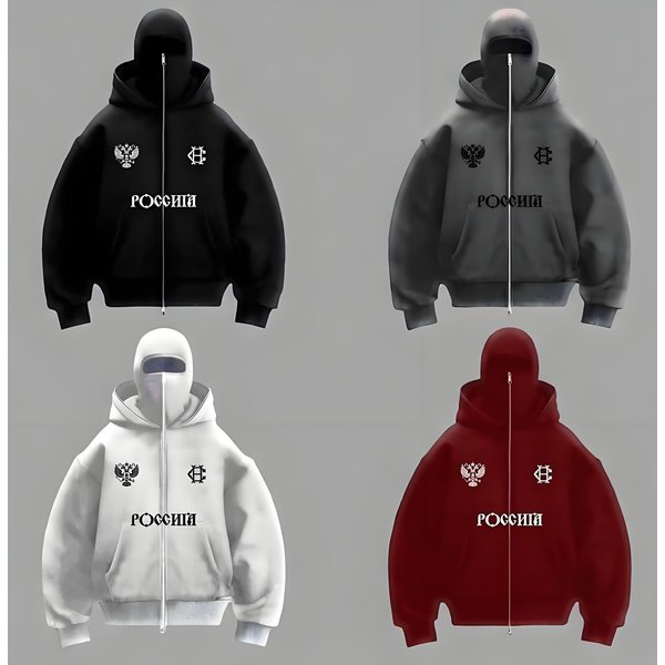Men's Clothing Trendy Brand Plus Velvet Double Hood Unique Design Sweatshirt Autumn And Winter New Men And Women Same Loose Y2K Sweatshirt Hooded-image
