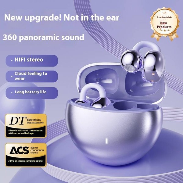 New Bluetooth Headset Air Bone Conduction Without Ear Clip Long Battery Life Sports High Sound Quality Dedicated Noise Reduction-image