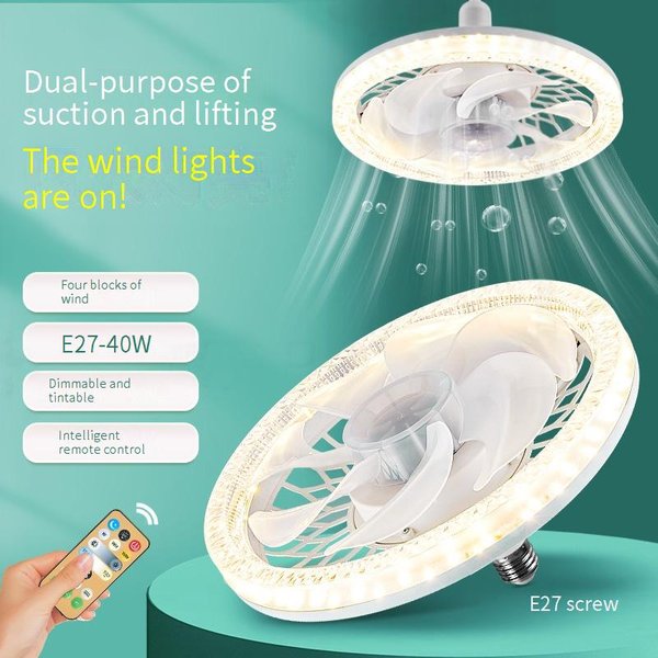 7-Blade Crystal Ceiling Fan With Light - Dimmable Led Remote Control Ultra Quiet E27 Bulb Base Energy Saving For Living Room/Bedroom-image