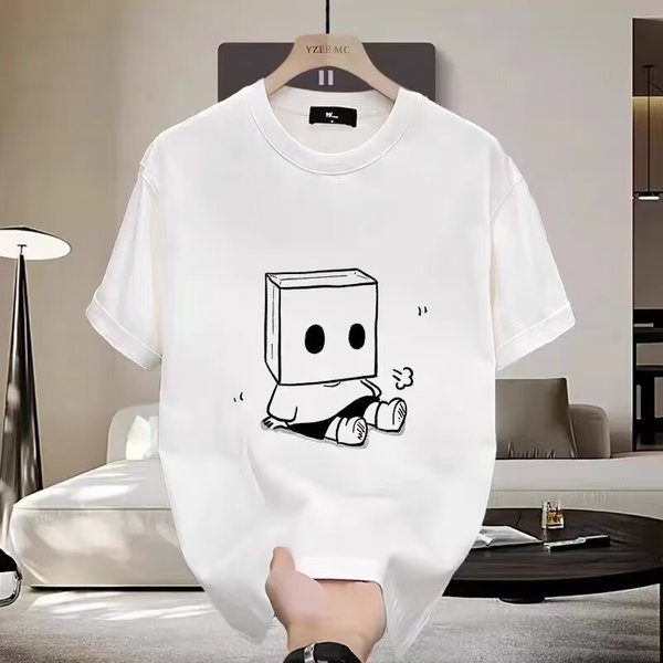 Men's Clothingpure Cotton Men's Round Neck T Shirt Tops Summer New Popular Trend Loose Short Sleeve Youth Bottoming Casual Half Sleeve-image