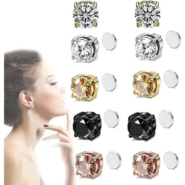 Unisex Jewelry Fashion Ear Clip Magnetic Suction Earrings Zircon Earrings Unisex Fashion Earrings-image