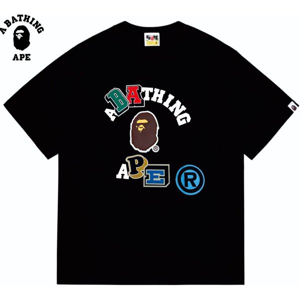 A BATHING APE BAPE-Colorful Ape Head Printed Cotton Short Sleeve