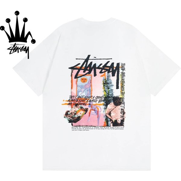 Stussy Art Element Printed Pattern Cotton Short Sleeved T-Shirt-image