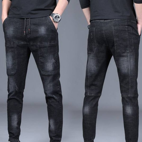 Men's Clothing Handsome Black Casual Jeans Men's Slim Fitting Skinny Pants Versatile Fashion-image