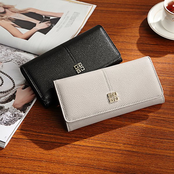 2023 New Long Women's Wallet European And American Simple Fashion Buckle Ladies Large Capacity Clutch Bag Wallet Wholesale-image