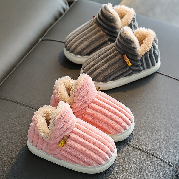2024 Children's Cotton Slippers Winter Boys Baby Warm Indoor Home Children Female Cotton Shoes Fur Shoes-image