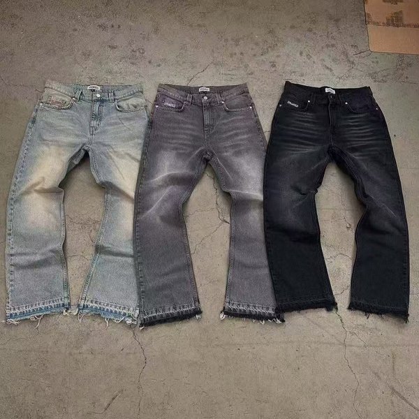 Men's Clothing With Personality Ripped Patches, Heavy-Duty Hot Diamond Printing, Trendy Brand, Slim Fit, Slim-Fitting, Versatile, Slim Trousers-image