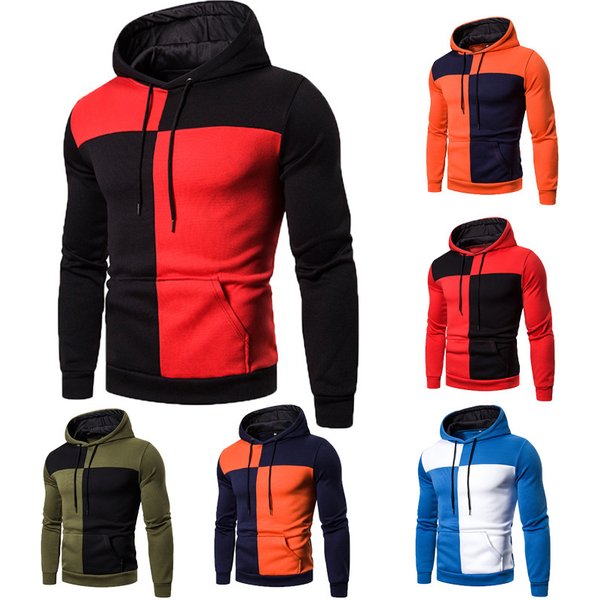 Men's Clothing autumn and winter new men's clothing creative splicing sleeve casual hooded men's sweatshirt W25