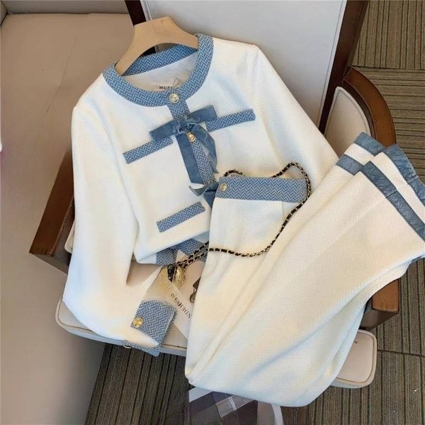 Women's Clothing Fashionable Casual Suit For Women Autumn New Style Temperament Age Reducing Small Dress Wide Leg Pants Complete Set-image