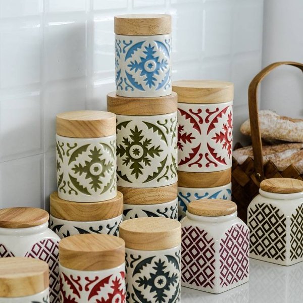Hand-Painted Vintage Ceramic Storage Jar – Multifunctional Desk Organizer, Pen Holder & Mini Vase With Floral Motifs, Boho Chic Home Decor-image
