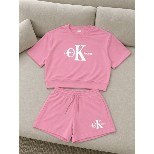 DR Bear Women's Summer Sports Suit Fashionable Casual Two Piece Set With T-Shirt And Shorts Chic Youthful Style