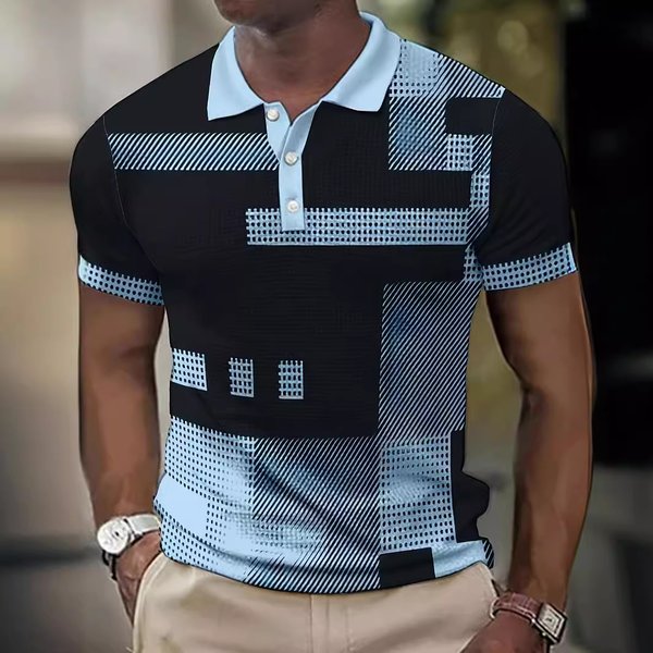 Men's Clothing Men's New 3D Fav Digital Printing Sports Men's Short Sleeved Polo Shirt-image