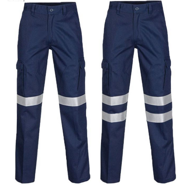 Men's Clothing Reflective Strip Work Pants Men Construction Workers Underground Engineering Dock Labor Protection Pure Cotton Work Clothes-image