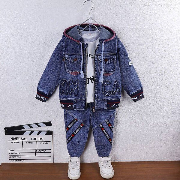 Children's Clothing Boys Spring Suits Spring New Casual Denim Western Style Two Piece Suits For Boys Handsome And Trendy