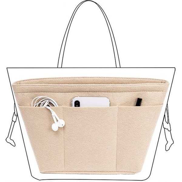 Felt Lined Tote Bag Organizer Insert With Multiple Pockets For Home Storage And Travel Accessories Organizer Storage Dividers Felt Lining-image