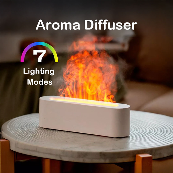 3D Flame Humidifier With Color Changing Lights, 150Ml Usb Air Humidifier For Bedroom, Office, 3 Speeds, Auto Shut-Off-image