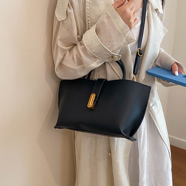 Retro Solid Color Simple Stylish Women's Shoulder Bag, Large Capacity For Commuting And Going Out, High-end Fashionable