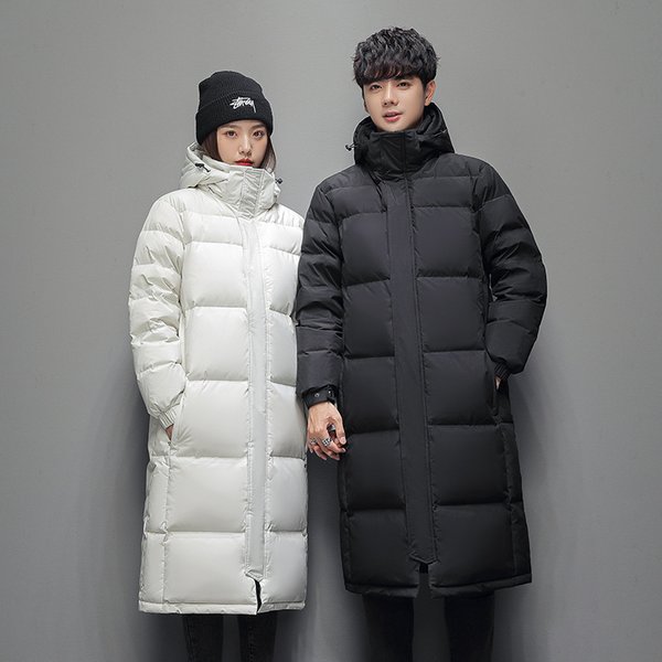 Women's Clothing Long Warm Jacket Jacket For Men And Women Over The Knee Winter Version Thick Warm Hooded White Duck Warm Jacket Couple Coat-image
