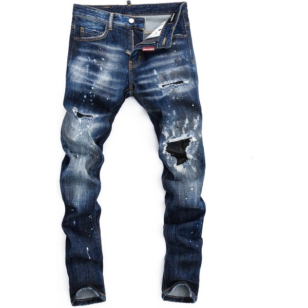 Men's Stretch Ripped Skinny Jeans - Trendy Distressed Denim Pants For Nightclub & Streetwear Fashion-image