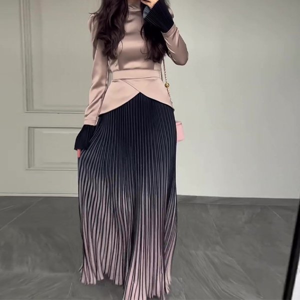 Women's Clothing Round Neck Contrast Color Splicing Back Strap Slim Dress